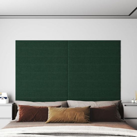 Greatstore 12 db sötétzöld szövet fali panel 90x15 cm 1,62 m²