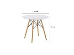 ShopJK Étkezőasztal 60 cm - fehér, skandináv stílus