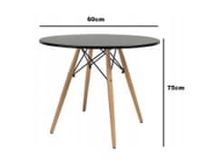 ShopJK Étkezőasztal 60 cm - fekete, skandináv stílus