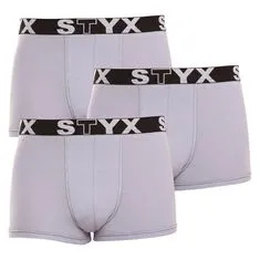 Styx 3PACK Szürke férfi boxeralsó sport gumi (G10676767) - méret S