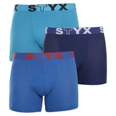 Styx 3PACK Kék long férfi boxeralsó sport gumi (U9676869) - méret M