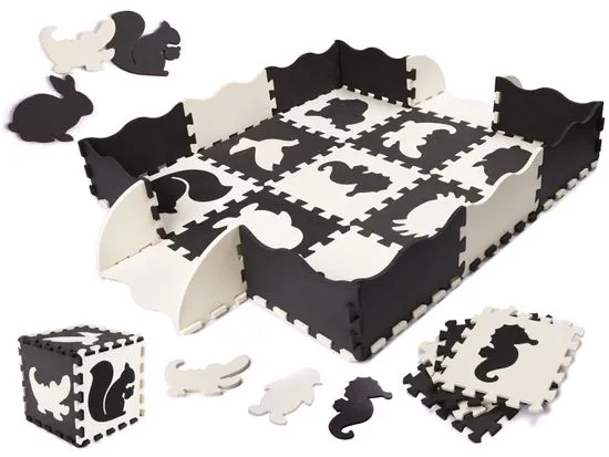 Aga Kontrasztos hab puzzle 30 x 30 cm, 25 db Fekete-krémszínű