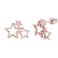 Troli Rózsaszín aranyozott acél fülbevaló három csillaggal