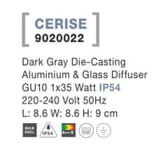 Nova Luce CERISE S TOP GREY mennyezeti lámpatest, IP 54, GU10