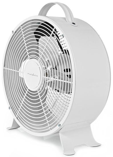 Nedis asztali ventilátor/ átmérő 25 cm/ teljesítmény 20 W/ hálózati áram/ 2 sebesség/ fém/ fehér