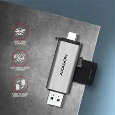 CRE-SAC, USB3.2 Gen 1 Type-C + Type-A külső SD/microSD kártyaolvasó, UHS-I támogatással