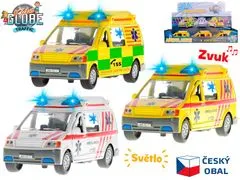 Kids Globe Gyerek Globe Traffic Ambulance 14 cm fém fordított elemmel működő cseh design fény és hang