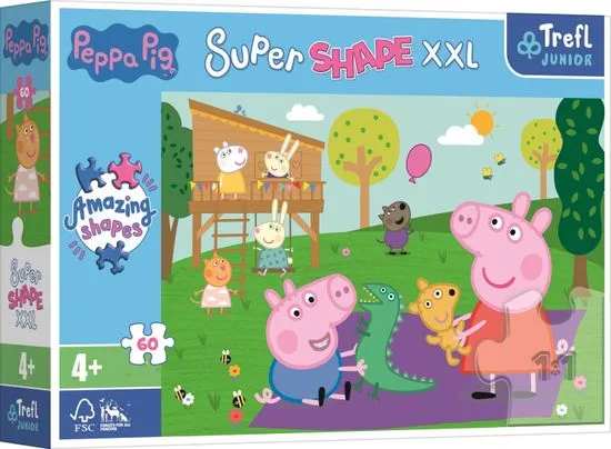 Trefl Pepin the Pig Super Shape XXL puzzle: játék Big Brotherrel 60 darab