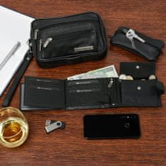 Beltimore P71 férfi bőr RFD pénztárca szett kulcstartóval és tokkal