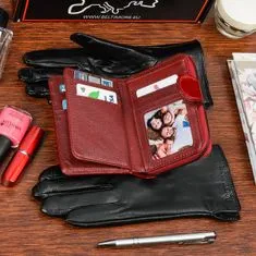 Beltimore A02 Női bőr pénztárca szett piros, kesztyűvel