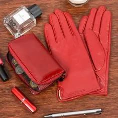 Beltimore A02 Női bőr pénztárca szett kesztyűvel piros