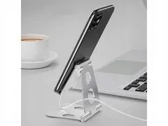 Verk 04109 Asztali fém tartó mobiltelefonhoz, összecsukható tablet ezüst