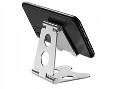 Verk 04109 Asztali fém tartó mobiltelefonhoz, összecsukható tablet ezüst