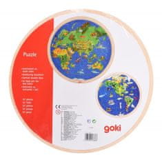 Goki Megfordítható fa puzzle világ 57 db