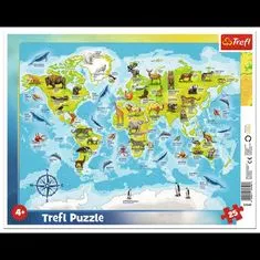 Trefl Puzzle Világtérkép állatokkal / 25 db