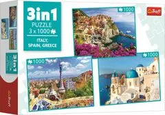 Trefl Puzzle Olaszország, Spanyolország, Görögország 3x1000 darabos puzzle