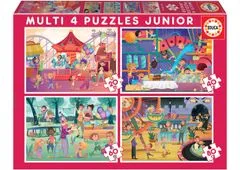 EDUCA Puzzle Vidámpark és gyerekzsúr 4in1 (20,40,60,80 darab)