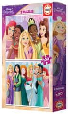 EDUCA Puzzle Disney hercegnők 2x100 darabos puzzle