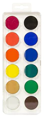 KOH-I-NOOR vízfesték/akvarell téglalap fehér 12 szín 30 mm átmérőjű