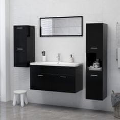 Greatstore fekete forgácslap fürdőszobaszekrény 30 x 30 x 130 cm