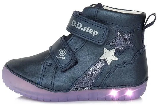 D-D-step Lány sötétben világító magasszárú bőr sportcipő A050-288