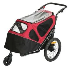 Duvo+ Pet trailer 2-in-1 Kerékpár utánfutó és sétakocsi háziállatok számára 30 kg-ig - Fekete/piros 123x62x96cm