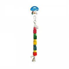 Duvo+ Játék papagájoknak kötélgyűrű színes kockákkal és haranggal 35cm