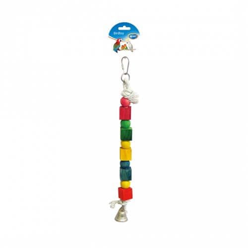 Duvo+ Játék papagájoknak kötélgyűrű színes kockákkal és haranggal 35cm