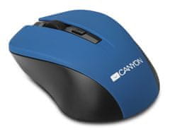 Canyon optikai vezeték nélküli egér CMSW1, állítható felbontás 800/1000/1200 dpi, 4 tl, USB nano vevő, kék színű