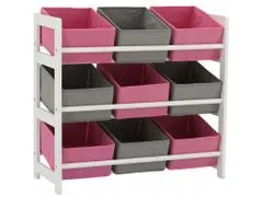 ShopJK Gyerek polcos szekrény 9 dobozzal - rózsaszín - pho3579