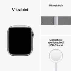 Apple Watch Series 8 Cellular, 45mm Silver Stainless Steel Case with Silver Milanese Loop MNKJ3CS/A
