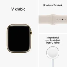 Apple Watch Series 8 Cellular, 45mm Gold Stainless Steel Case with Starlight Sport Band MNKM3CS/A
