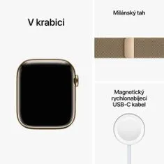 Apple Watch Series 8 Cellular, 45mm Gold Stainless Steel Case with Gold Milanese Loop MNKQ3CS/A