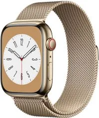 Apple Watch Series 8 Cellular, 45mm Gold Stainless Steel Case with Gold Milanese Loop MNKQ3CS/A