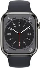 Apple Watch Series 8 Cellular, 45mm Graphite Stainless Steel Case with Midnight Sport Band MNKU3CS/A