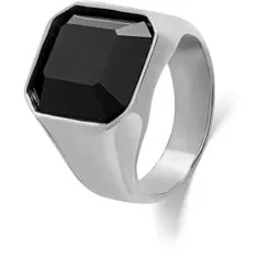 Troli Masszív acél gyűrű fekete kristállyal (Kerület 67 mm)
