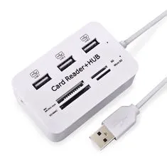 Northix USB 2.0 memóriakártya-olvasó + USB-elosztó (nagy sebességű) 