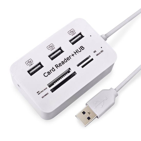 Northix USB 2.0 memóriakártya-olvasó + USB-elosztó (nagy sebességű)
