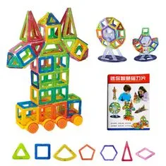 Northix Mágneses építőelemek - Tökéletes ajándék gyerekeknek (224 db) 