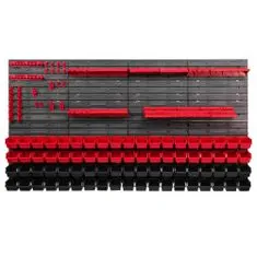 botle Fali panel szerszámokhoz 156 x 78 cm és 76 db Dobozok Piros és Fekete műanyag