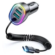 Joyroom JR-CL20 autós telefontartó 2x USB / USB-C 57W + Lightning kabel, fekete