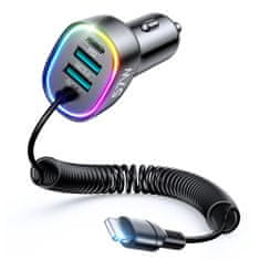 Joyroom JR-CL20 autós telefontartó 2x USB / USB-C 57W + Lightning kabel, fekete