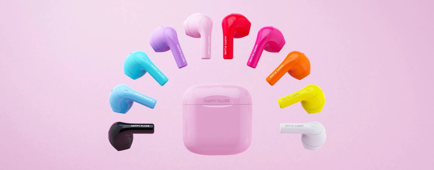  modern vezeték nélküli fülhallgató happy plugs joy az örömteli zenehallgatáshoz Bluetooth 5.2 technológia 12ó üzemidő a töltőtoknak hála érintésvezérlés verejtékálló vízálló 