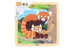 9 darabos fa puzzle - piros panda