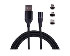 KOMA Mágneses kábel 3in1, USB-A microUSB/USB-C / Lightning, 1 méter