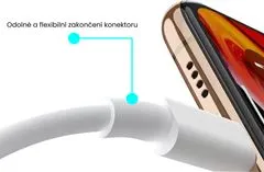 KOMA USB-A / Lightning szinkronizáló- és töltőkábel Apple iPhone / iPad / iPod készülékhez, fehér, hossza 1m