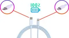 KOMA USB-C/Lightning csatlakozó szinkronizáló- és töltőkábel az Apple számára - 2m, fehér