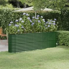 shumee zöld porszórt acél kerti ültetőláda 224 x 40 x 68 cm