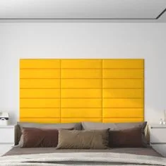 Greatstore 12 db sárga bársony fali panel 60 x 15 cm 1,08 m²