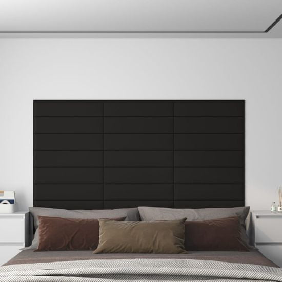 Greatstore 12 db fekete szövet fali panel 60 x 15 cm 1,08 m²